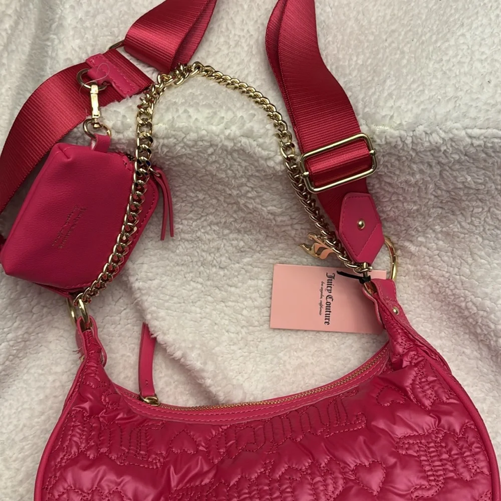 Juicy Couture: Juicy Puff Halfmoon Xbody in color Pink Flash, NWT - Picture 3 of 6